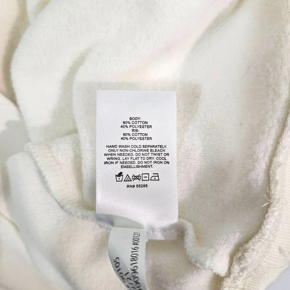 Express Womens Sz L Neutral Rhinestone Embellished Crew Neck Fleece Sweatshirt - Picture 10 of 10